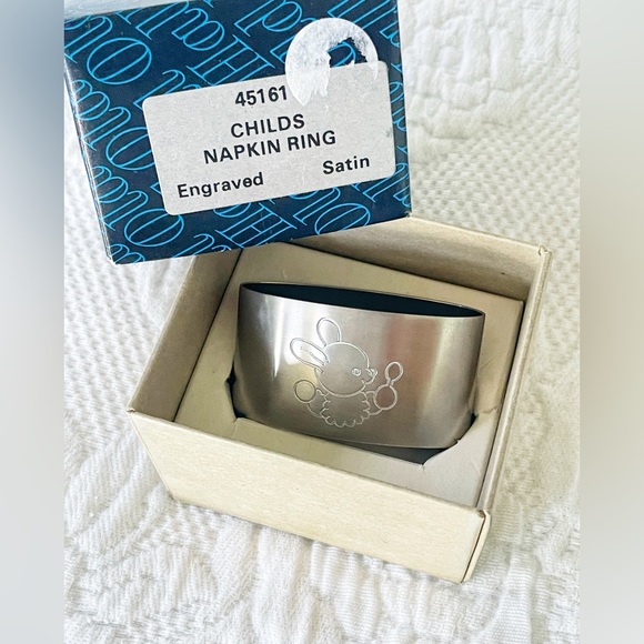 Vintage Old Hall Child’s Stainless Steel Napkin Ring Mabel Lucille Atwell Robert - Picture 1 of 4